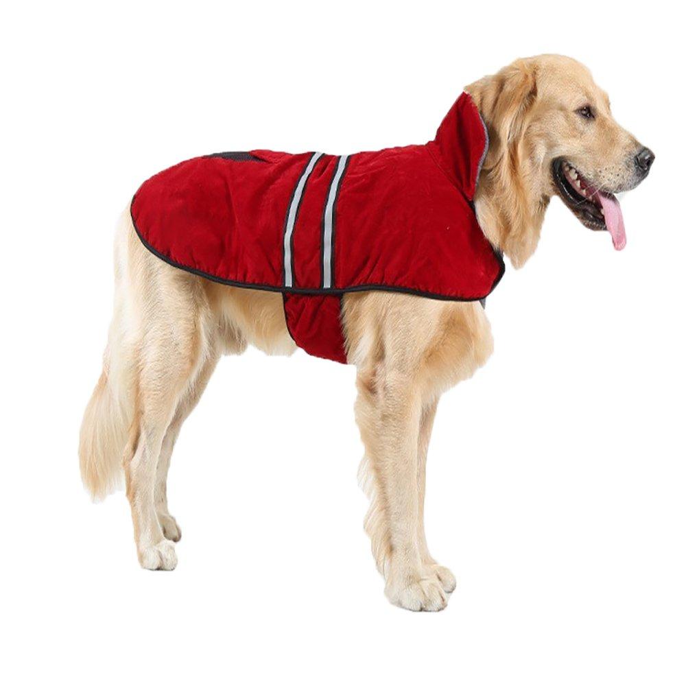 Vivi Bear Dog Warm Coats Jacket With Safe Reflective Stripes, Pet Winter Dress Red Blue Green 5 Sizes.(Red M) - PawsPlanet Australia