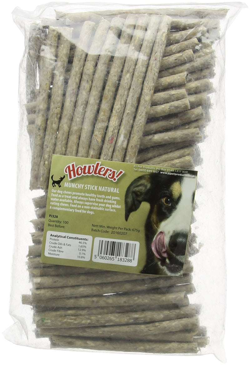HOWLERS Natural Munchy Sticks, 12.5 cm, Pack of 100 - PawsPlanet Australia