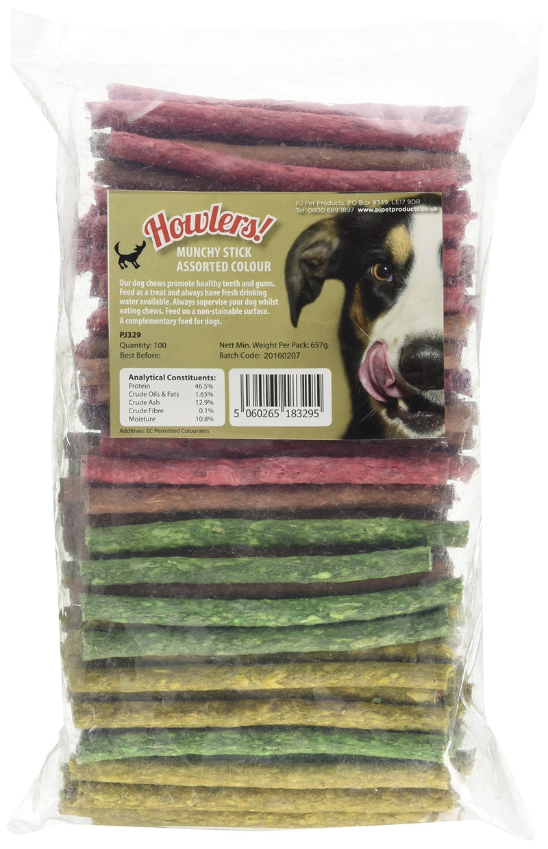 Howlers Assorted Munchy Sticks, 12.5 cm, Pack of 100 - PawsPlanet Australia