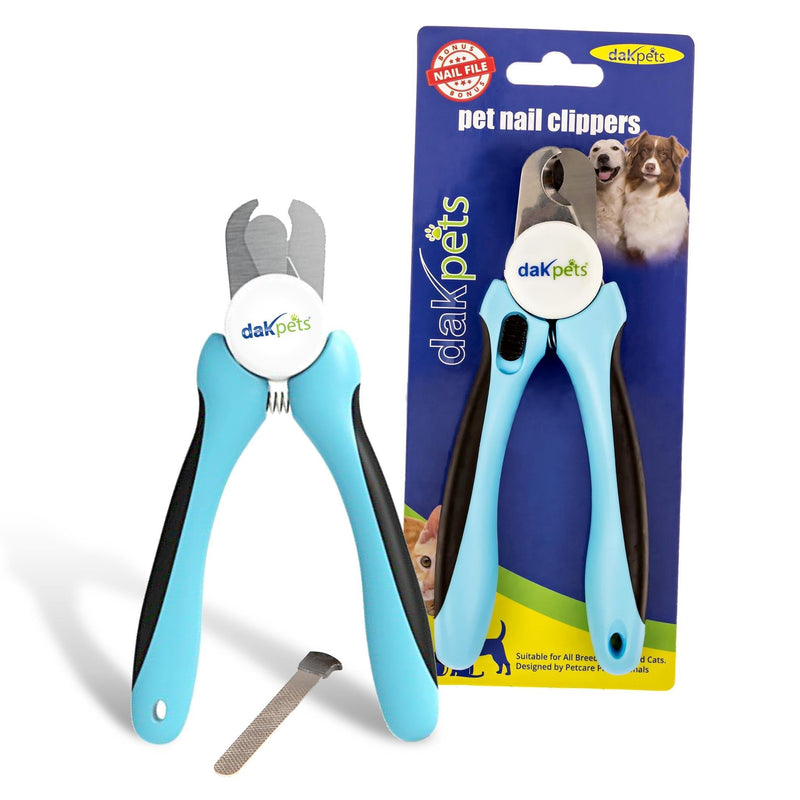 DakPets Dog Nail Clippers | Professional Dog Claw Clippers for Medium to Large Breeds | Pet Nail Clippers for Dogs with Safety Guard and Nail File | Clipper, Trimmer and Cutter for Nails and Claws Medium - Large Blue - PawsPlanet Australia