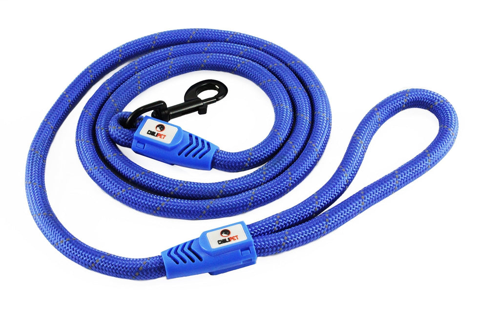 Comfortable & Shock Absorbing Blue 6ft Dog Rope Lead Leash Feature Soft Hand Loop Great for Walking Running Hiking Climbing & Training Lead with Safety Reflective Stitching For Medium & Large Sized Dog (6-feet, Blue) 6-feet - PawsPlanet Australia