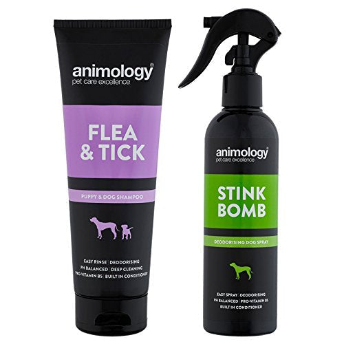 Animology Flea&Tick Puppy&Dog Shampoo and Stink Bomb Refreshing Dog Spray Set - PawsPlanet Australia