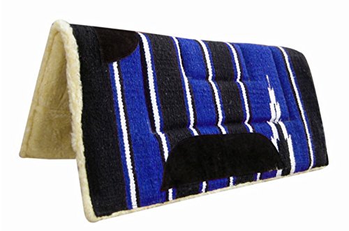 Pets2Care WESTERN SADDLE PAD NUMNAH COWBOY FLEECE BLACK/BLUE 32 x 32 - PawsPlanet Australia