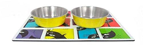 Croci Magnetic Mat With Cat Steel Bowls - PawsPlanet Australia