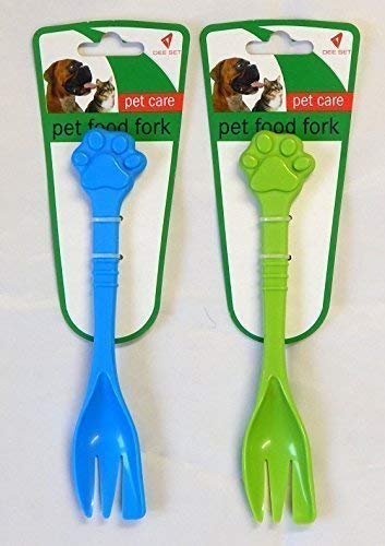 The Home Fusion Company 1 x Pet Dog Cat Food Fork Feeding Scooping Tin Meat Kitten Puppy Green Or Blue - PawsPlanet Australia