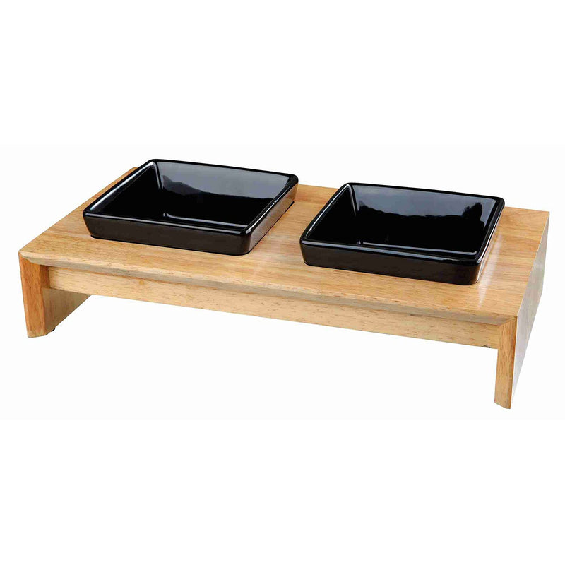 Trixie Bowl set, ceramic/wood - PawsPlanet Australia