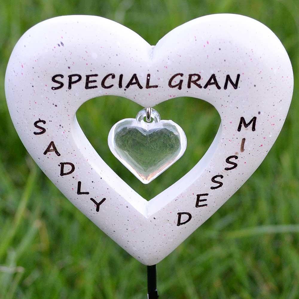 Angraves Sadly Missed Special Gran Love Heart Memorial Tribute Stick Graveside Plaque - PawsPlanet Australia