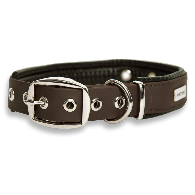 PetTec Comfortable Dog Collar, Permanent & Robust; Made with Strong, Tear Resistant Trioflex, Perfect Size for Big or Small Dogs, Great Fit with Padding Weatherproof and Waterproof (Brown) Size M (16.5-20.5"/42-52cm) Brown - PawsPlanet Australia