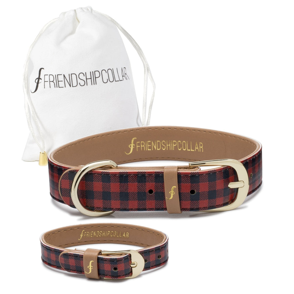 [Australia] - FriendshipCollar Dog Collar and Matching Bracelet Set - The Hipster Pup - Vegan Leather - 8 Every Purchase Helps Feed Hungry Shelter Pups Medium 