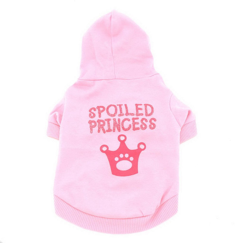 SMALLLEE_LUCKY_STORE Small Dog Spoiled Hoodie Chihuahua Clothes for Girls Crown Puppy Tee T shirt for Cat Yorkshire Toy Poodle Pink XS - PawsPlanet Australia