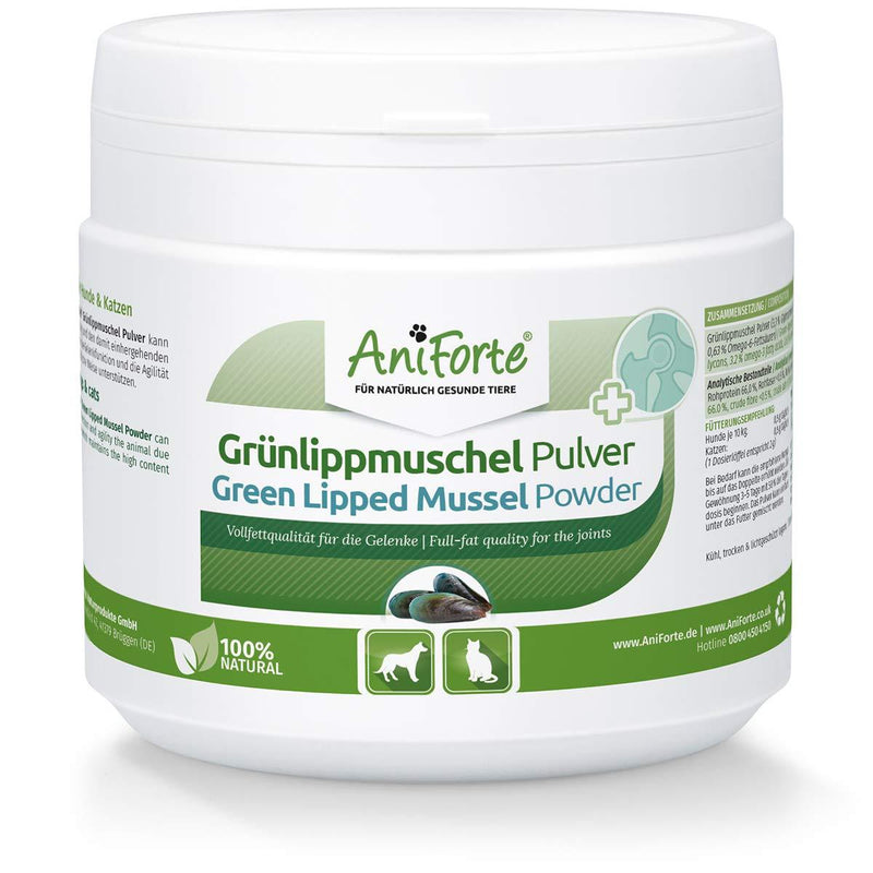 AniForte Green Lipped Mussel for Dogs and Cats 250g Powder - 100% Natural Joint Supplement with Glucosamine - PawsPlanet Australia