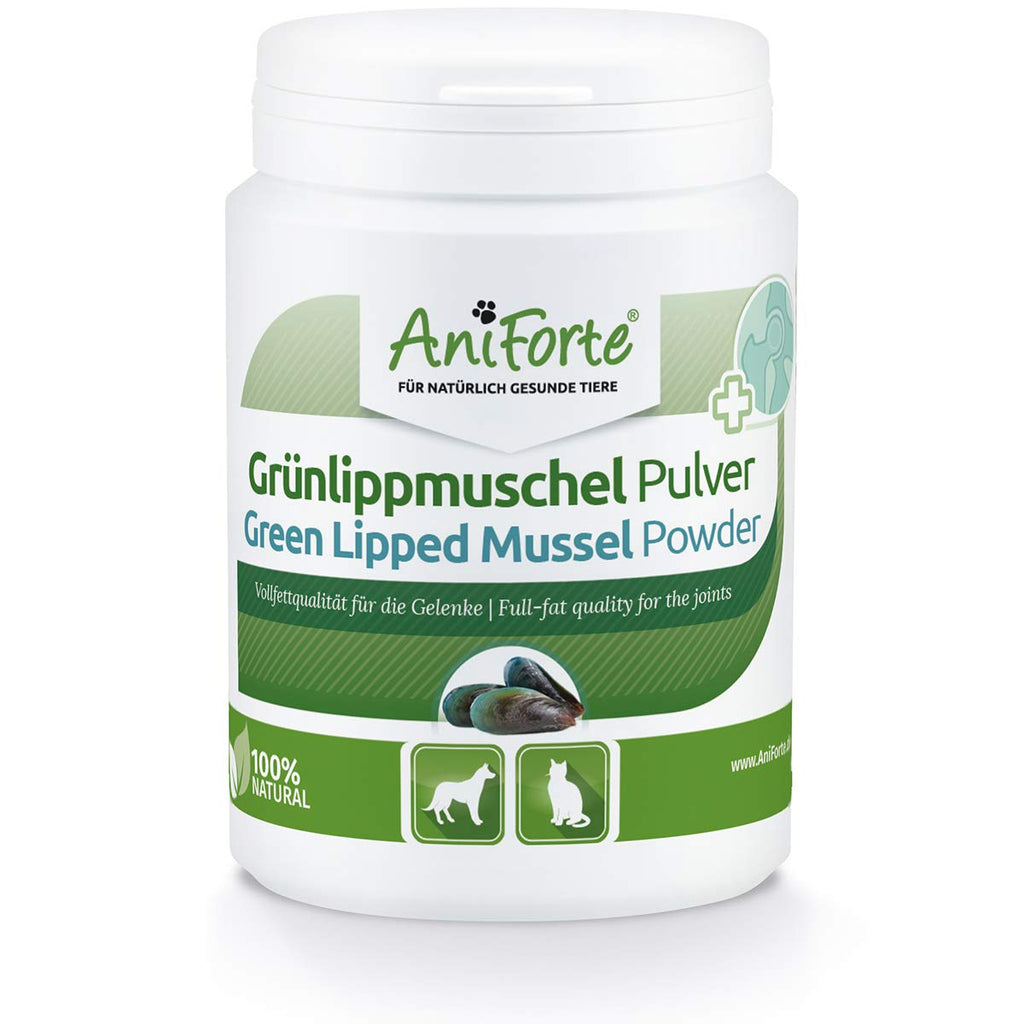 AniForte Green Lipped Mussel for Dogs and Cats 100g Powder - 100% Natural Joint Supplement with Glucosamine, Lipids, Omega-3 Fatty Acids, Minerals and Amino Acids - PawsPlanet Australia