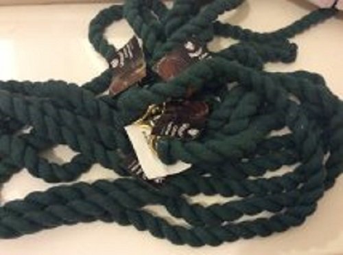 HORSE LEAD ROPE IN DARK GREEN BY RHINEGOLD WITH BRASS TRIGGER HOOK - PawsPlanet Australia