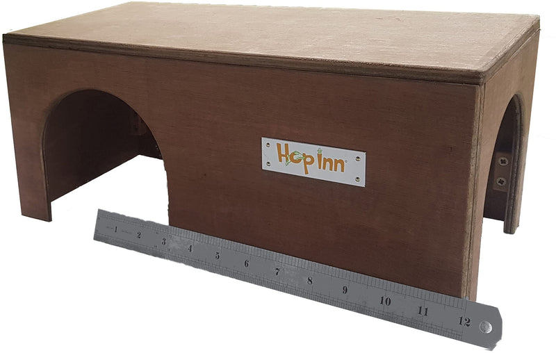 Hop Inn Guinea Pig Hideaway Tunnel (Lt Oak) - 40 cm L x 20 cm W x 18.5 cm H - Handmade in the UK - Arrives Built To Last - Wont tip over - All Weather Natural - PawsPlanet Australia