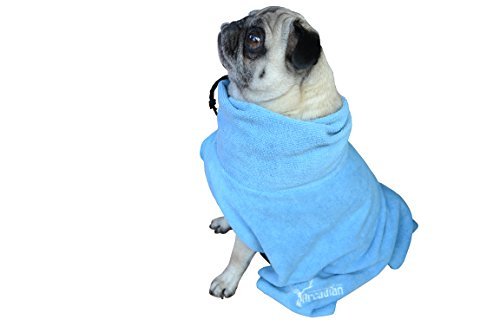 Arcadian Microfibre Dog Robe. Quick-Drying and Super-Absorbent. Easy To Use, Comfortable, Adjustable Straps. Small Blue - PawsPlanet Australia