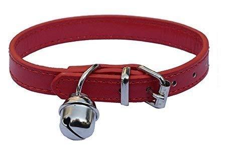 Red Leather Pet Collars for Cats,Baby Puppy Dog,Adjustable 8"-10.5" Kitten Collar with Bell - PawsPlanet Australia