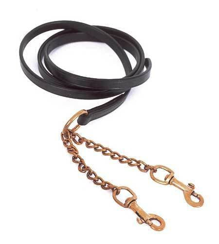 Windsor Equestrian In-Hand Leather Lead And Twin Chain - Havana - PawsPlanet Australia
