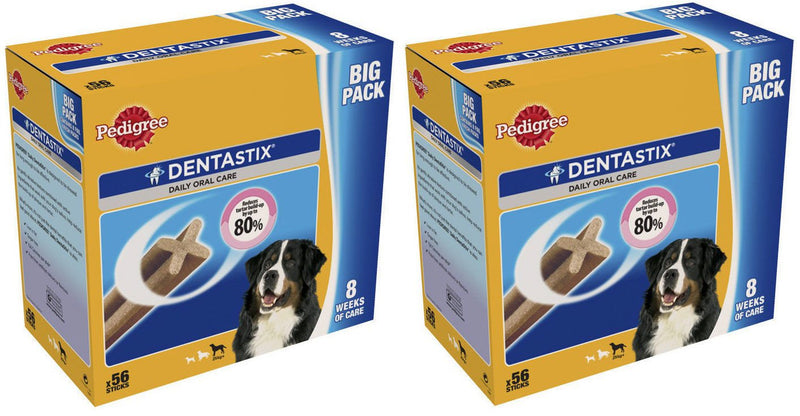 2 x 56 Pedigree Dentastix Daily Large Breed Dog Treats Multibuy - 112 Sticks - PawsPlanet Australia