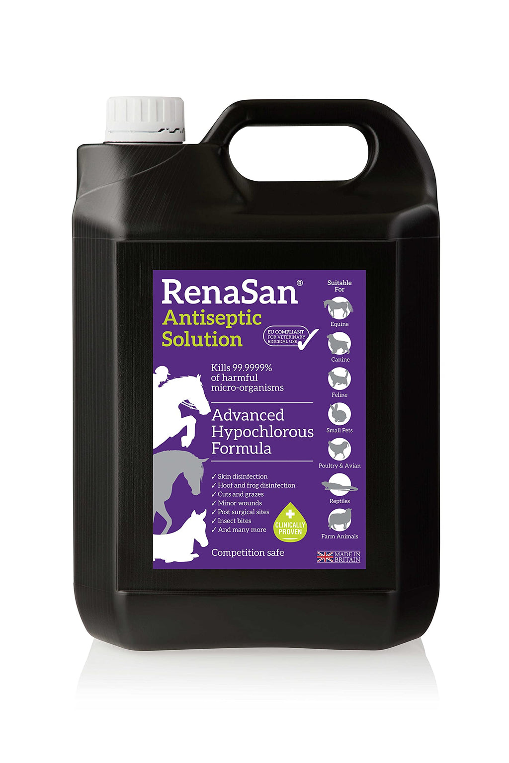 RenaSan Antiseptic Solution (5 Litre)  Alcohol-Free Antiseptic Wound and Skin Care for Animals, Dogs, Cats, Equine, Avian, Reptile - PawsPlanet Australia