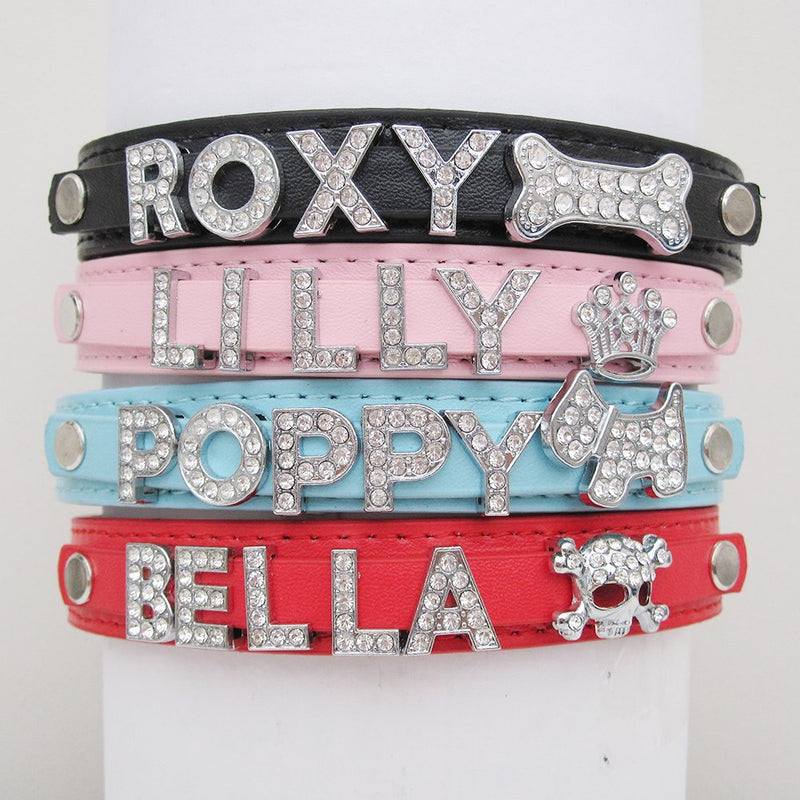 Personalised Dog Puppy Cat Pet NAME Collar Hand Finished in UK(Black,XS) XS(1.5CM*30CM) Black - PawsPlanet Australia