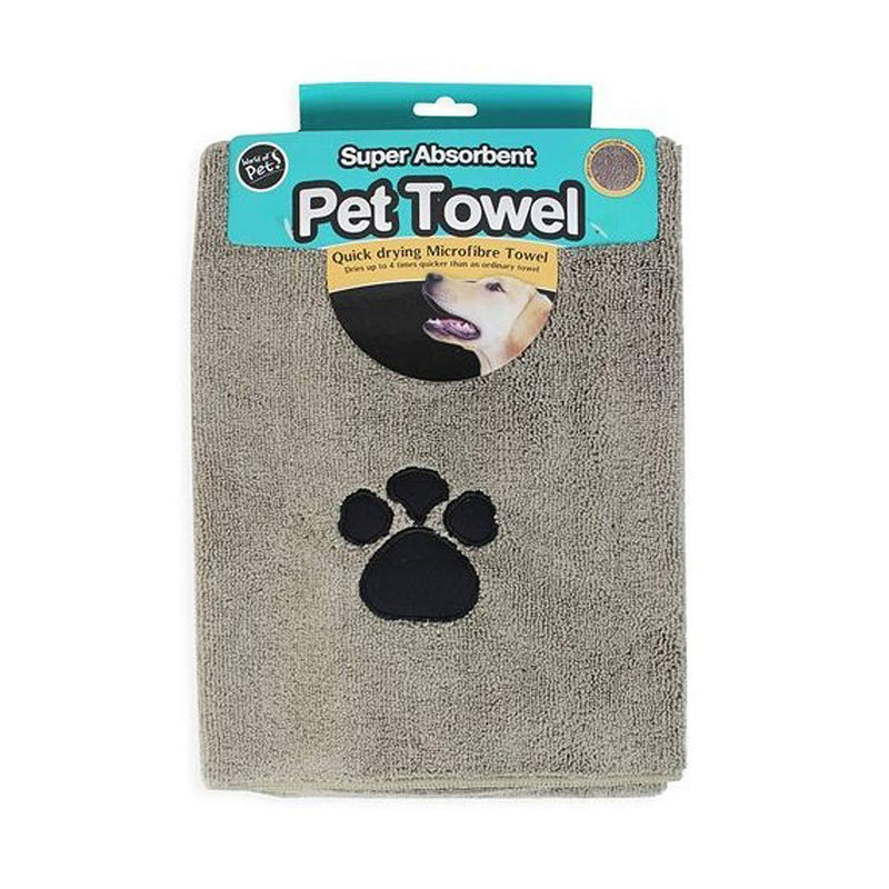 World of Pets Super Absorbent and Quick Dry Microfibre Pet Towel 100X60CM Light Brown - PawsPlanet Australia