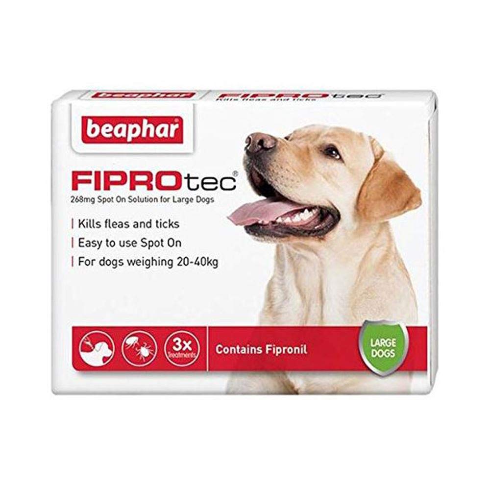 Beaphar® FIPROtec® Kill Flea Ticks Spot On Drop Treatment Protection for Small Medium Large XL Dogs Puppies (3 Treatments, Dog (Large 20-40kg)) - PawsPlanet Australia
