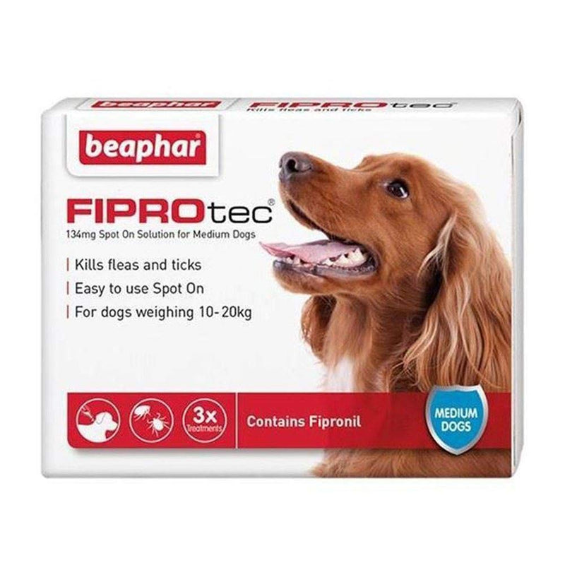 Beaphar® FIPROtec® Kill Flea Ticks Spot On Drop Treatment Protection for Small Medium Large XL Dogs Puppies (3 Treatments, Dog (Medium 10-20kg)) - PawsPlanet Australia