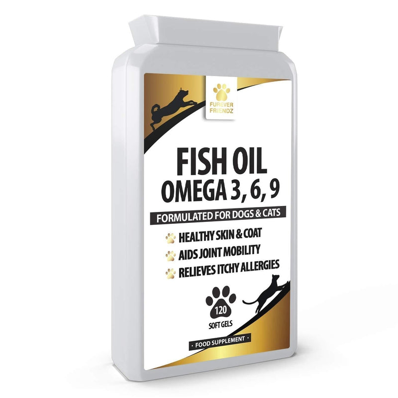 Fish Oil Omega Supplements for Dogs and Cats - 120 Softgels for Pets - Great for Itchy Dry Skin, Allergies & Dandruff • Furever Friendz - PawsPlanet Australia