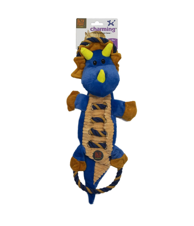 [Australia] - Charming Pet Ropes-A-Go Squeaky Dog Toy - Tough and Durable Interactive Soft Plush Animal Tug Toy Dragon 