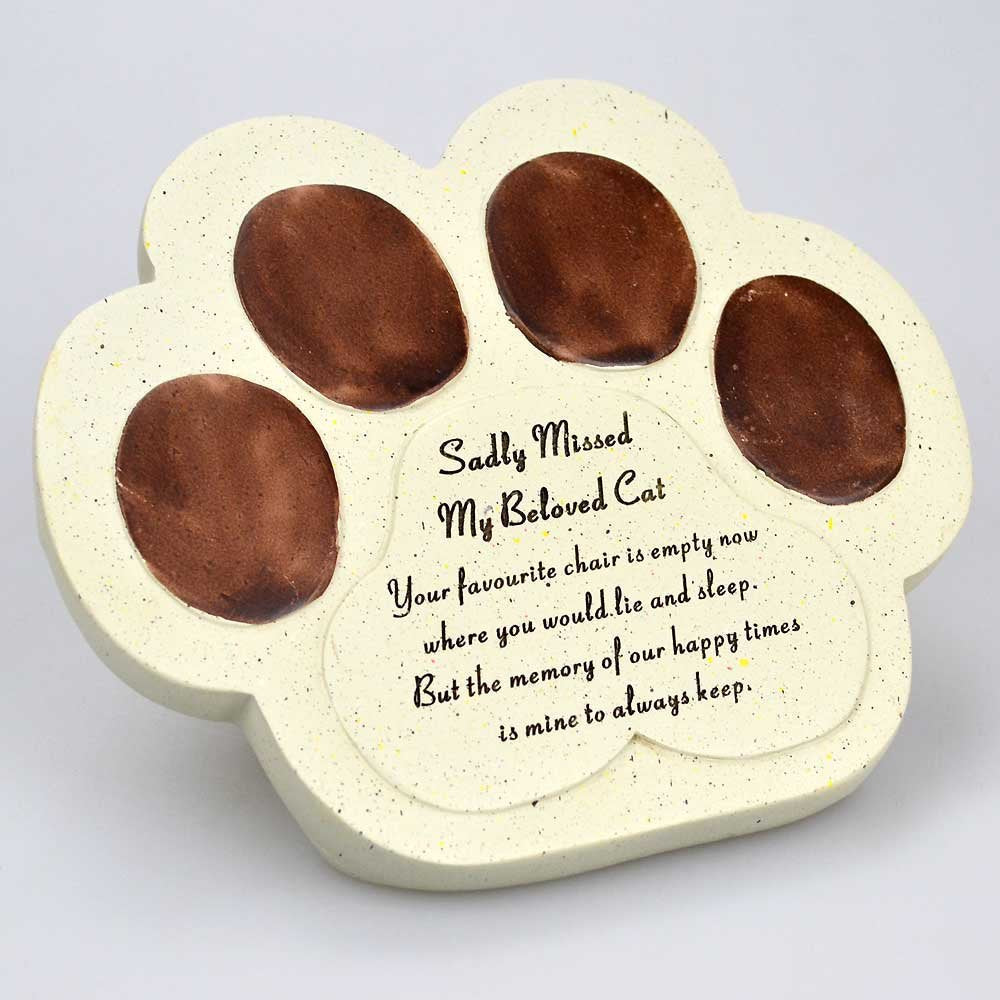 Angraves Cat Paw Sadly Missed Memorial Memento Plaque Tribute - PawsPlanet Australia