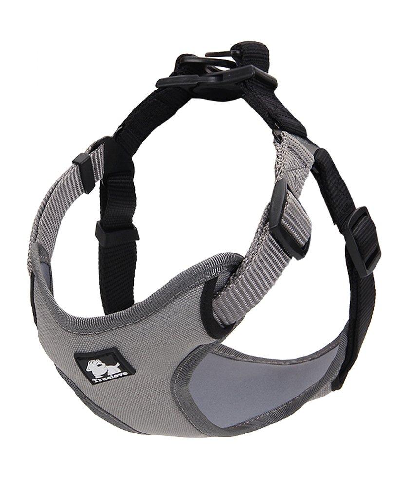 Vivi Bear No-Pull Durable Nylon Dog Harness Safe 3M Reflective Outdoor Pet Dog Walking Vest Harness with Handle, Fit Small/Medium/Large Dogs (Small (Girth 11.8-16.5 Inch), Gray and Black) Small (Girth 11.8-16.5 Inch) - PawsPlanet Australia