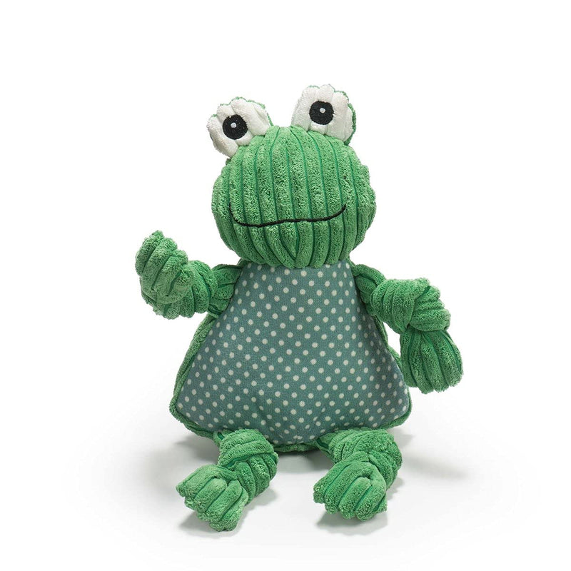 HuggleHounds Plush Corduroy Durable Squeaky Knottie, Dog Toy, Great Dog Toys for Aggressive Chewers, Frog, Large L - PawsPlanet Australia