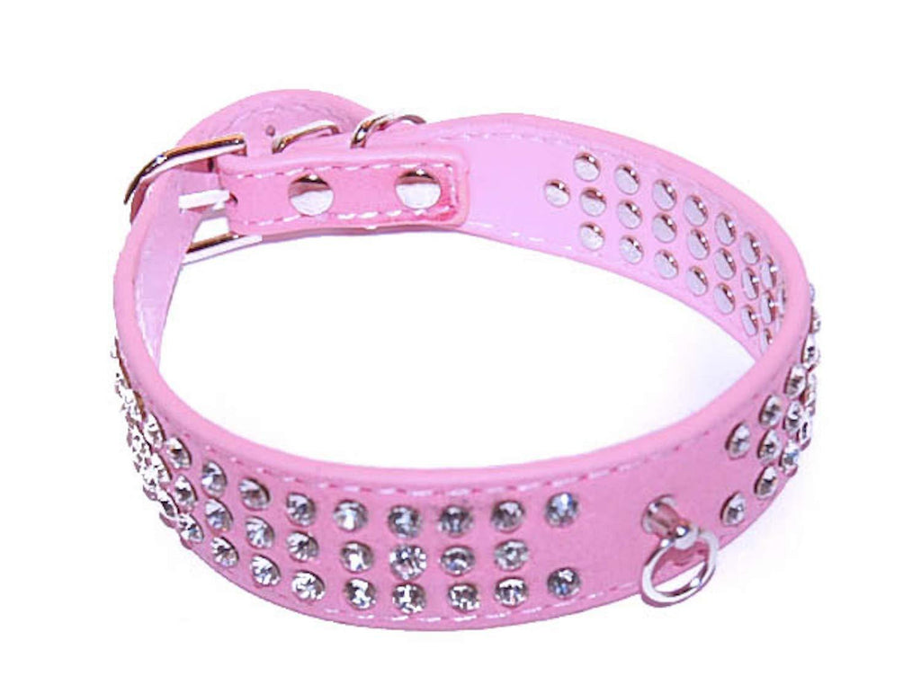 Pet Palace® "Debonair Doggy" Suede Diamante Studded Luxury Collar for Dogs of Distinction (PETAL PINK SMALL) FREE CHARM ACCESSORY PETAL PINK SMALL - PawsPlanet Australia