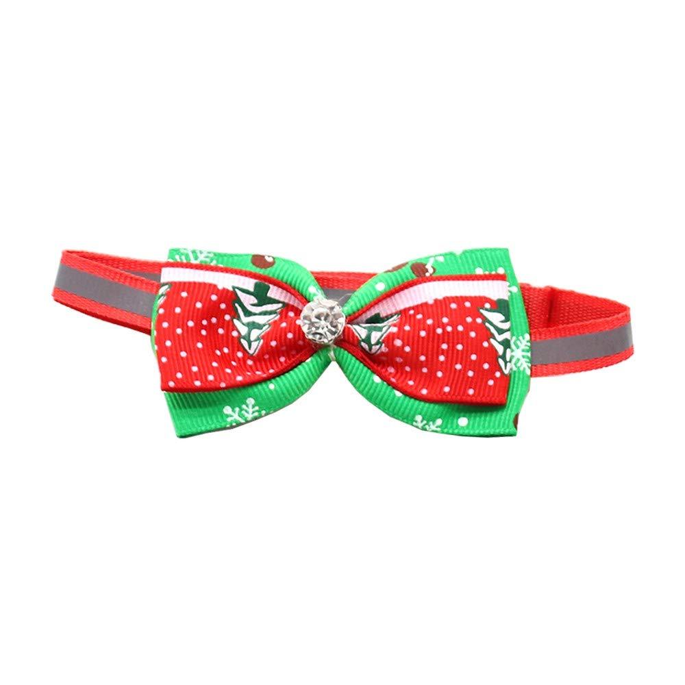 kungfu Mall Pet Cat Dog Collar Christmas Bow Tie Adjustable Pet Collars Bowtie Lovely Sweet Neck Decoration Christmas Tree Snow Pattern Party Wedding Decor - PawsPlanet Australia