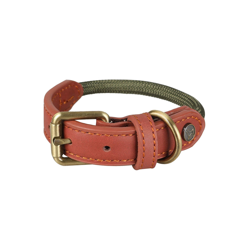 Michur Sherpa Green Hornet, dog collar leather reinforcement and rope, round with polyamide core and braided nylon, collar for dogs in different Neck circumference (approx.): 10.63"-13.78" - PawsPlanet Australia