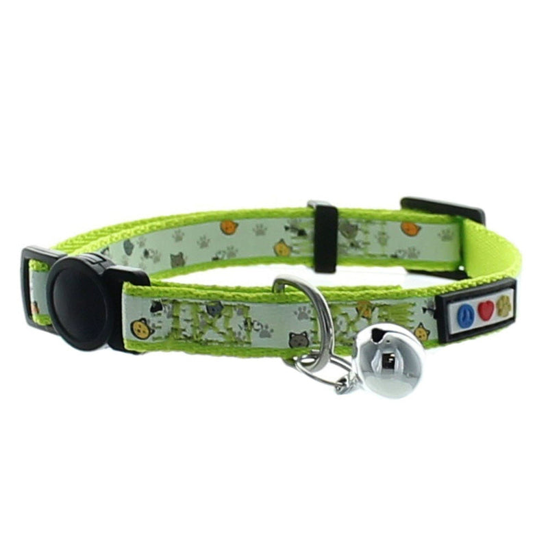 Pawtitas Glow In The Dark Cat Collar with Safety Buckle and Removable Bell Cat Collar Kitten Collar Green Cat Collar Glow In The Dark 🌟 Green - PawsPlanet Australia