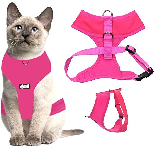 Dexil Luxury Cat Harness Padded and Water Resistant (Pink S-M) Small-Medium Candy Pink - PawsPlanet Australia