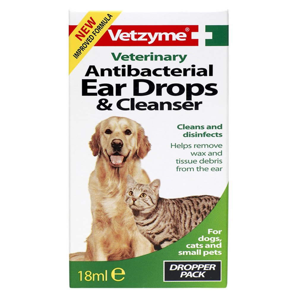 Vetzyme Antibacterial Ear Drops and Cleanser, 6 Packs, 108ml - PawsPlanet Australia