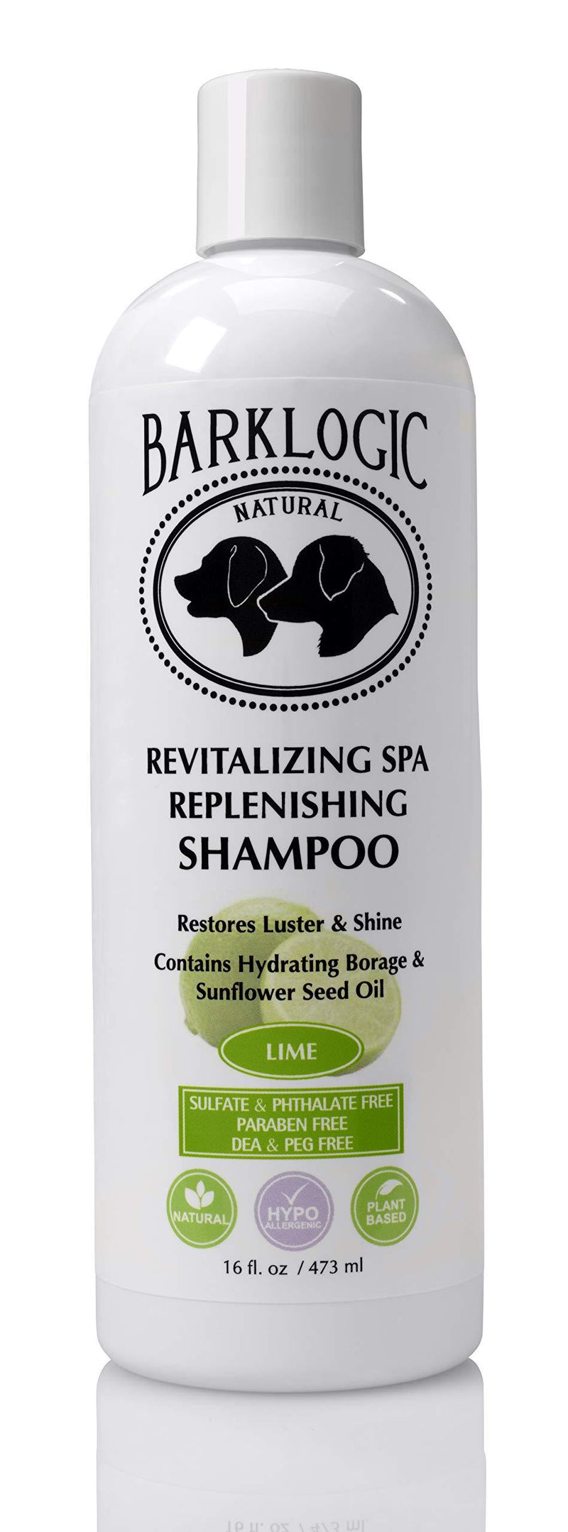 BarkLogic Revitalizing Spa Replenishing Shampoo, Lime, 16 fl oz | No Parabens, No Phthalates, No Sulfates, No DEA & PEG, Hypoallergenic, Plant-based - PawsPlanet Australia