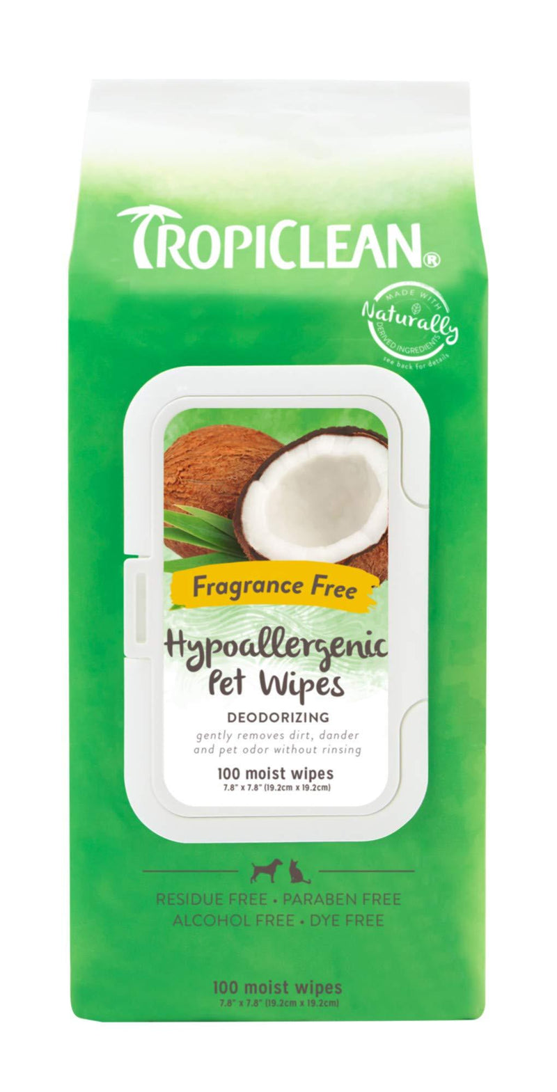 [Australia] - TropiClean Wipes for Pets Hypoallergenic 100 ct 