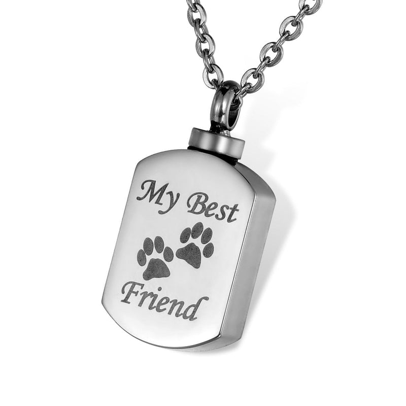 HOUSWEETY Pet Cremation Jewellery My Best Friend Dog Cat Paws Urn Pendant Necklace - Memorial Ashes Keepsake - PawsPlanet Australia