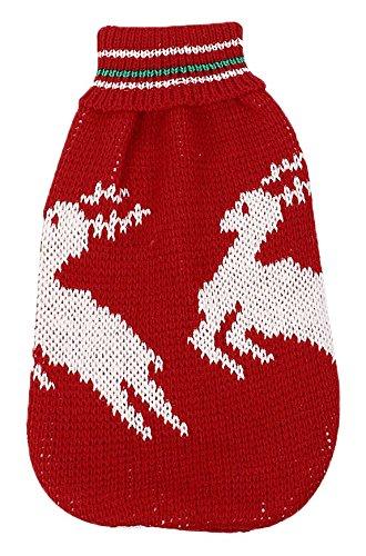 Sourcingmap Knitted Deer Pattern Turtleneck Pet Dog Puppy Sweater, X-Small, Red/White - PawsPlanet Australia