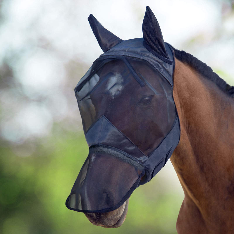 Harrison Howard CareMaster Fly Mask Full Face Piano Black (M; Cob) Cob (M) - PawsPlanet Australia
