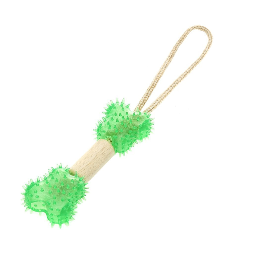 Earthy Pawz Wooden TPR Rope Tug Dental Dog Toy, Green - PawsPlanet Australia