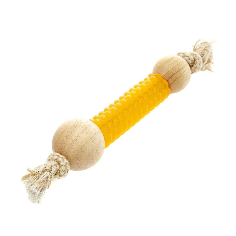 Earthy Pawz Wooden TPR Rope Toy for Dogs, Orange - PawsPlanet Australia