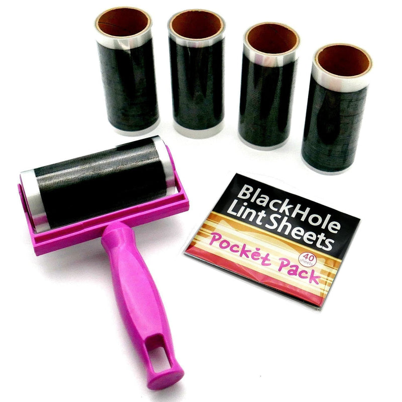 Blackhole Pet Hair Remover Lint Roller Medium Set with 5-Refill, 1-Pack, 1-Portable Sticky Tape Cleaner (M) - PawsPlanet Australia