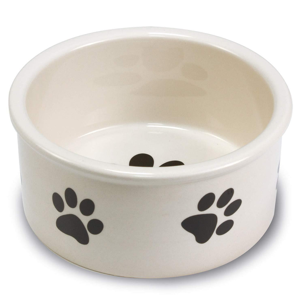 Arquivet 2509 Ceramic feeder with footprints, 12 cm, White / Black - PawsPlanet Australia