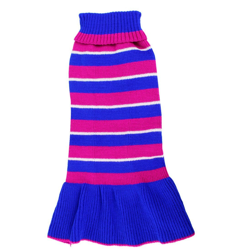 Sourcingmap Ribbed Cuff Knitwear Pet Dress Sweater, Medium, Fuchsia/Blue - PawsPlanet Australia