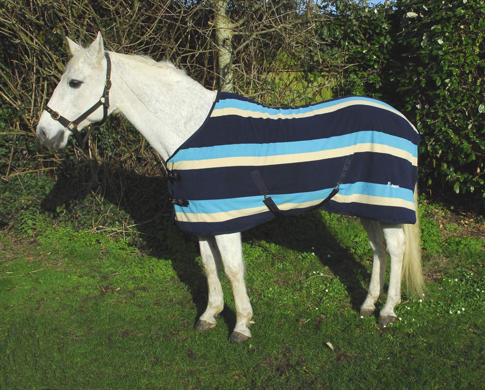 Rhinegold Elite Fleece Rug Turquoise Stripe 4'6" - PawsPlanet Australia