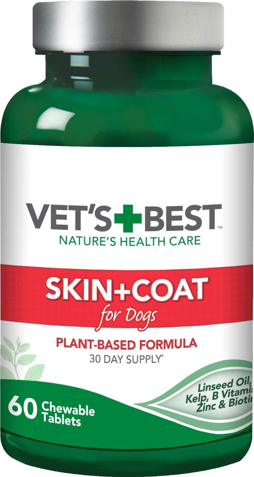 Vet's Best Skin & Coat Dog Supplements - Promotes Heathy Skin & shiny Coat (60 Tablets) - PawsPlanet Australia